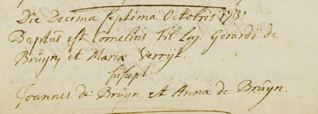 Doop Cornelius de Bruijn 17 oktober 1731