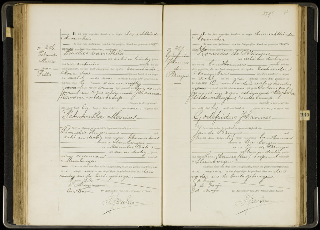 Registratie geboorte Godefridus Johannes 1909