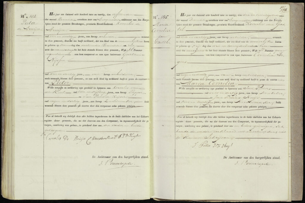 Registratie geboorte Pieter de Bruijn 1842