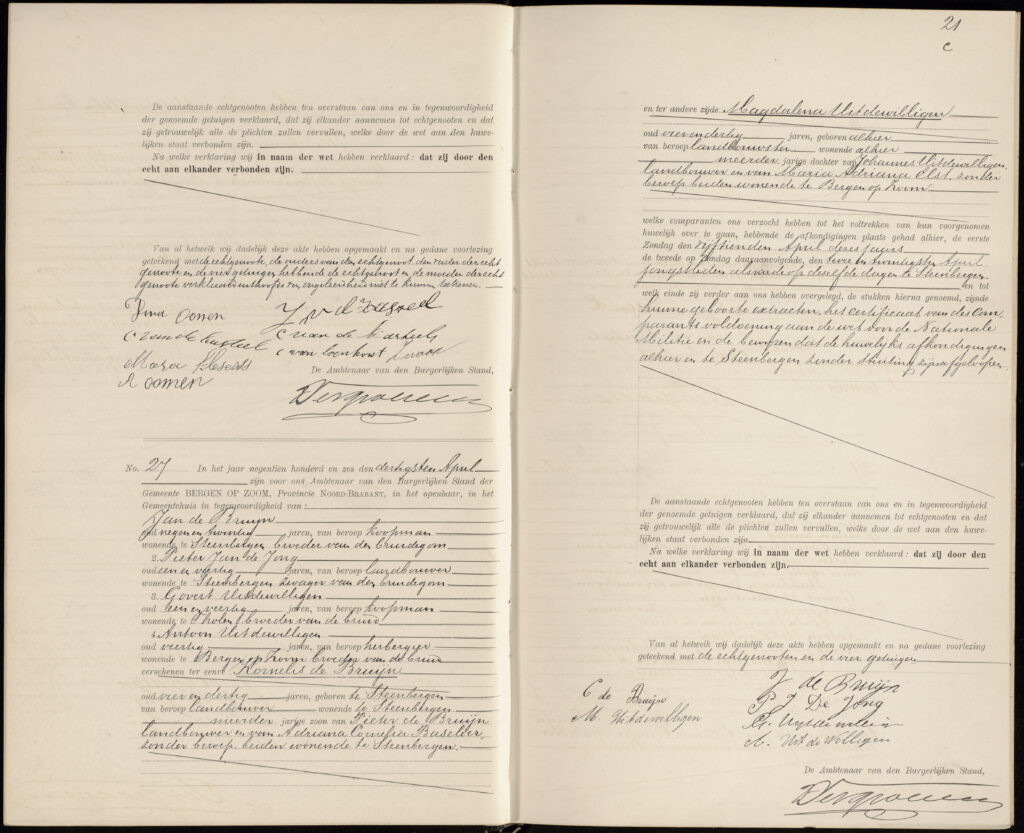 Registratie huwelijk Kornelis en Magdalena 1906