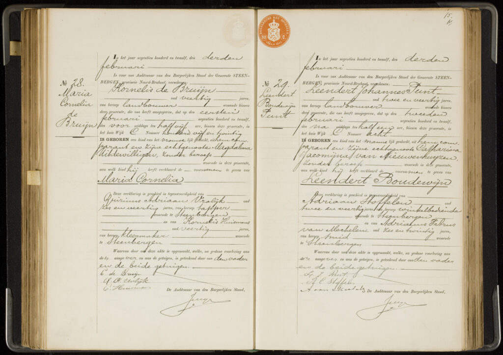 Registratie geboorte Maria Cornelia 1912