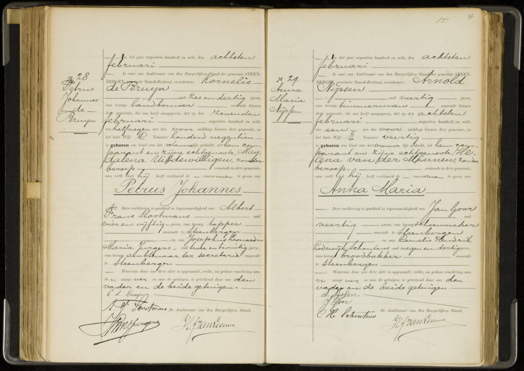 Registratie geboorte Petrus Johannes 1908