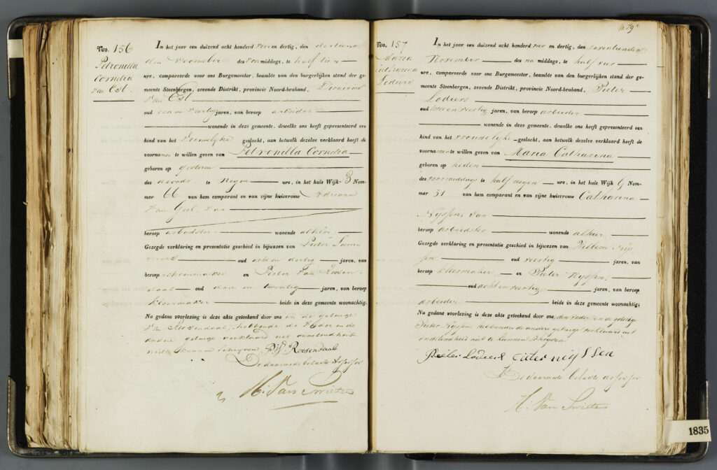 Registratie geboorte Maria Catharina Lodiers in 1834