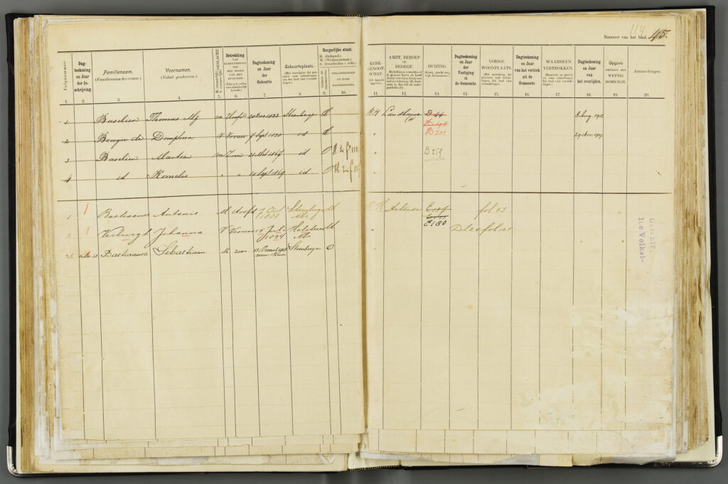 Registratie inschrijving bevolkingsregister gezin Dimphna en Thomas Baselier