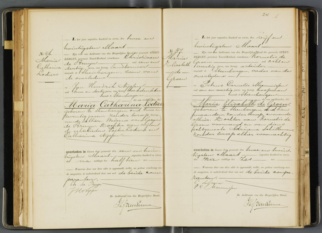 Registratie overlijden Maria Catharina Lodiers in 1907