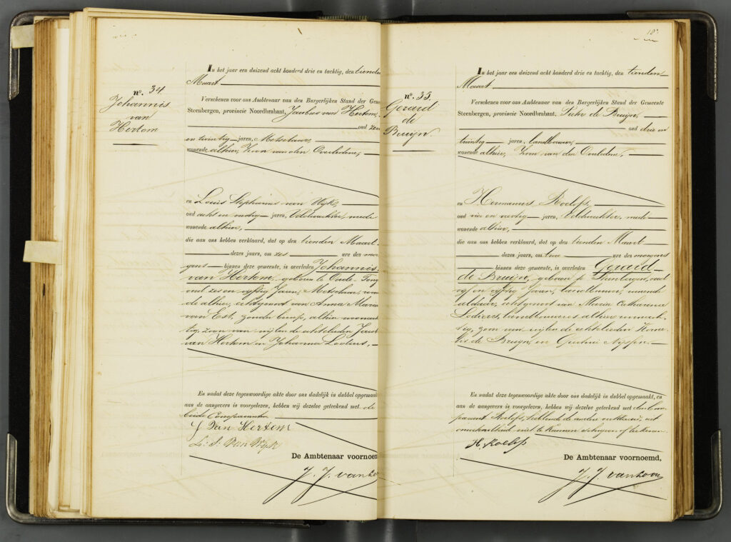 Registratie overlijden Gerard de Bruijn in 1883