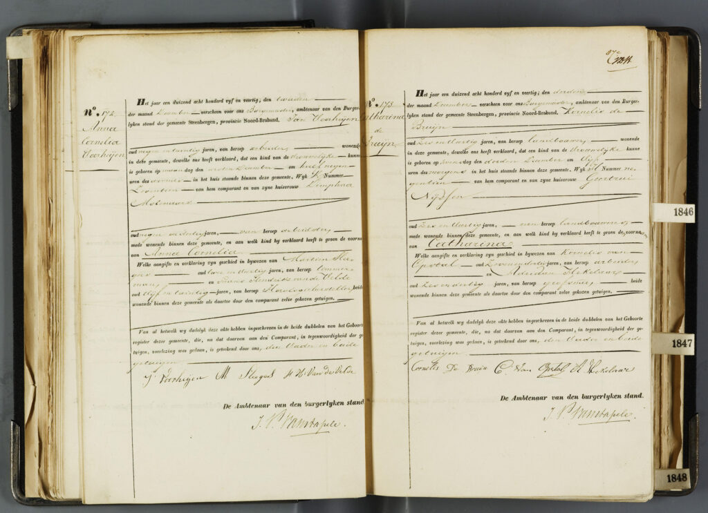 Registratie geboorte Catharina de Bruijn in 1845